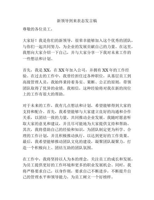 新领导到来表态发言稿