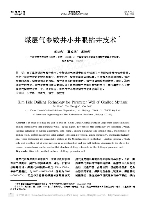 煤层气参数井小井眼钻井技术