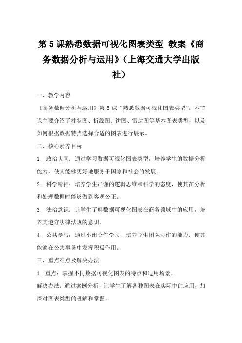 第5课熟悉数据可视化图表类型 教案《商务数据分析与运用》(上海交通大学出版社)