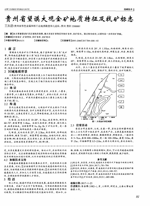 贵州省望谟大观金矿地质特征及找矿标志