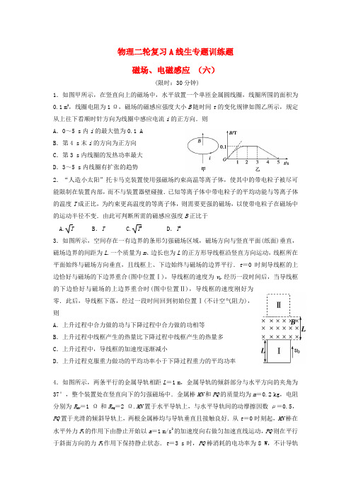 四川省宜宾市南溪区第二中学校高考物理 专题训练 磁场、电磁感应(六)