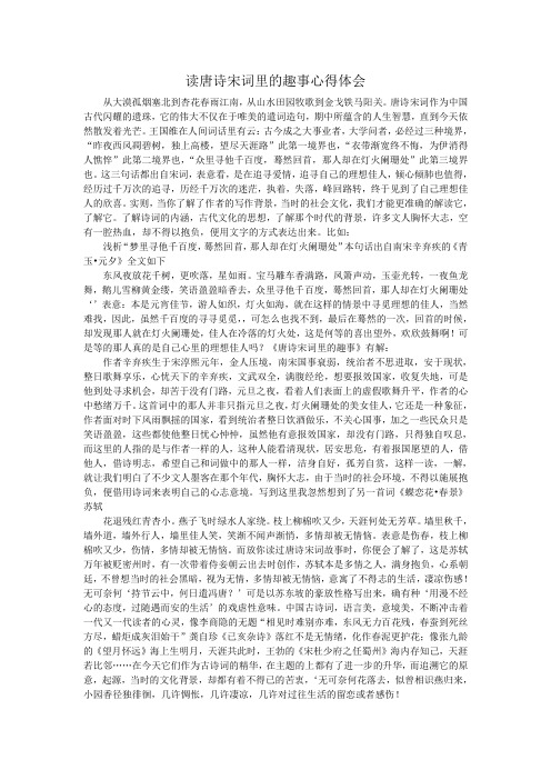 读唐诗宋词里的趣事心得体会