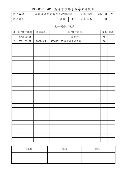 ISO50001设备设施配置与能源控制程序