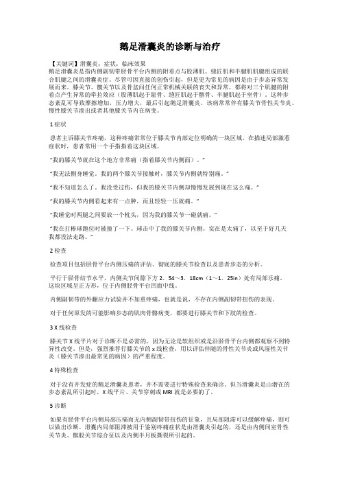 鹅足滑囊炎的诊断与治疗