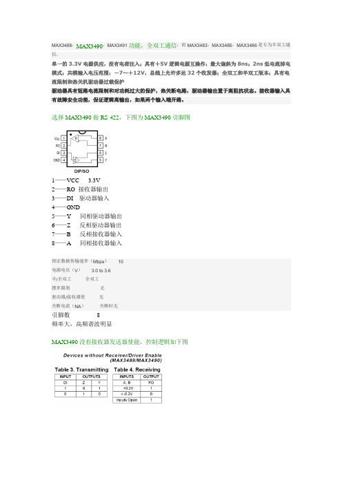 MAX3490摘出资料(部分中文)