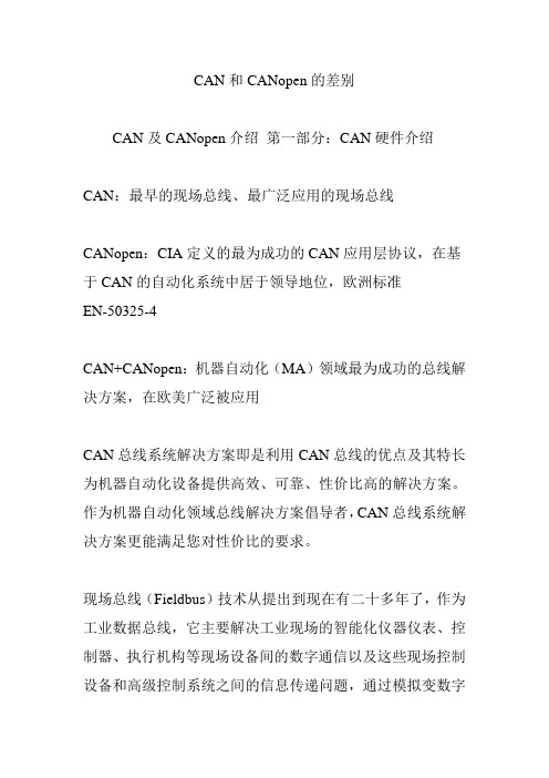 CAN和CANopen的差别