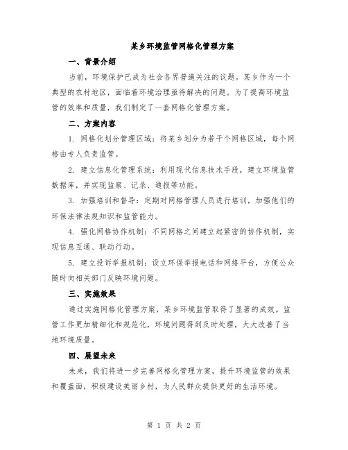 某乡环境监管网格化管理方案