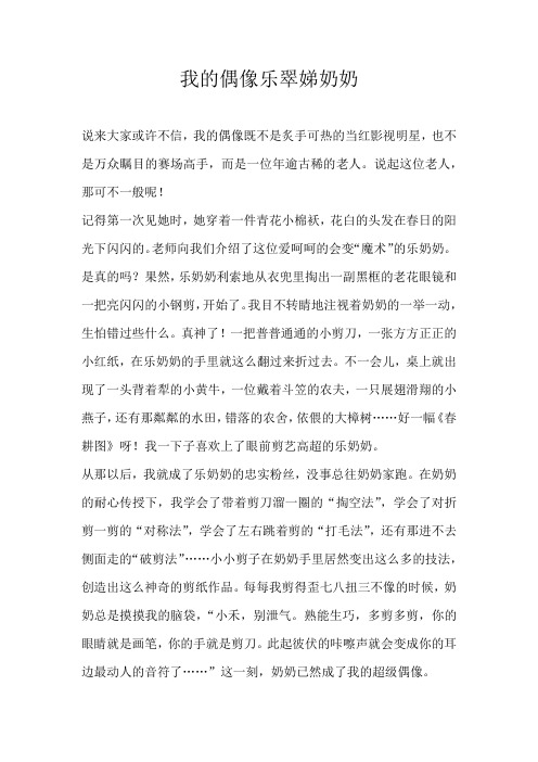 高二写人我的偶像乐翠娣奶奶