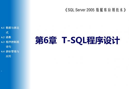 SQL Server 2005数据库应用技术第6章  T-SQL程序设计