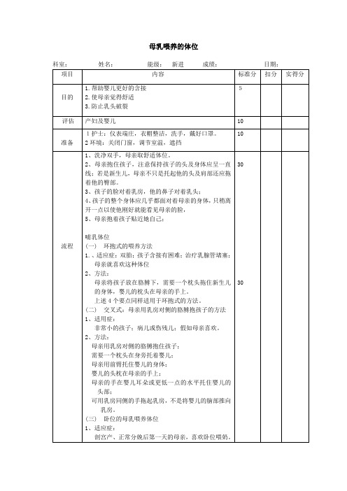 母乳喂养的体位