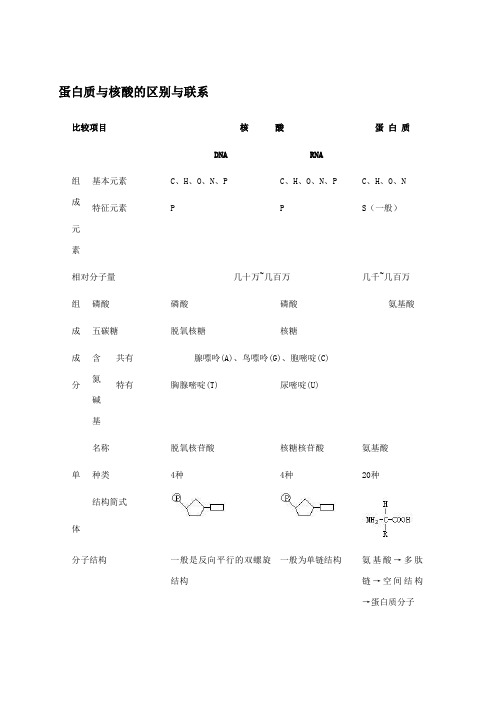 蛋白质与核酸的区别与联系