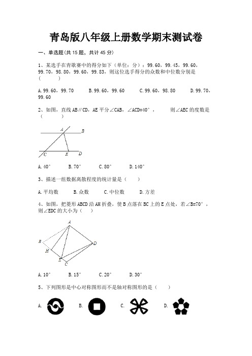 青岛版八年级上册数学期末测试卷(全优)