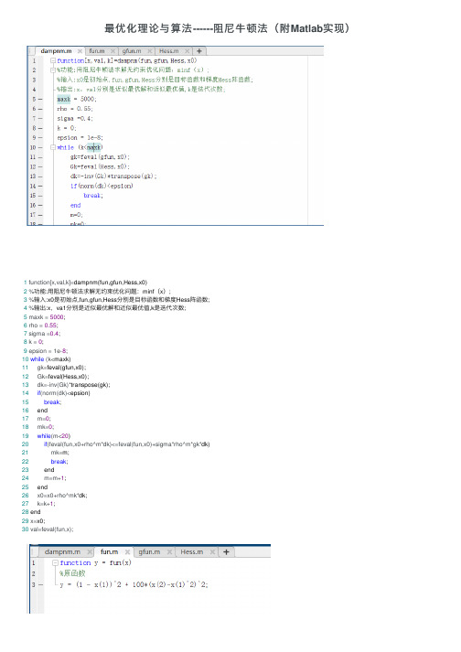 最优化理论与算法------阻尼牛顿法（附Matlab实现）