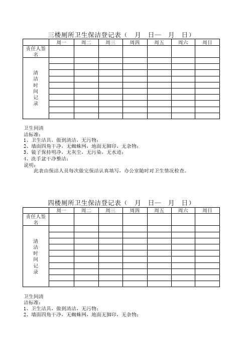 卫生清洁记录表