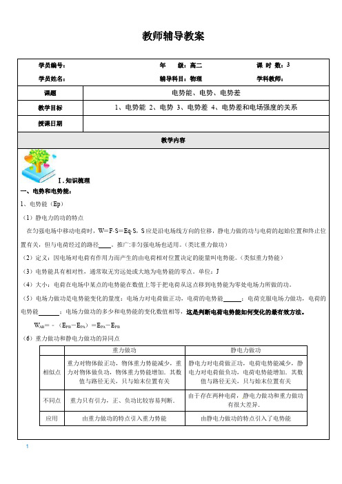 高二-电势能电势