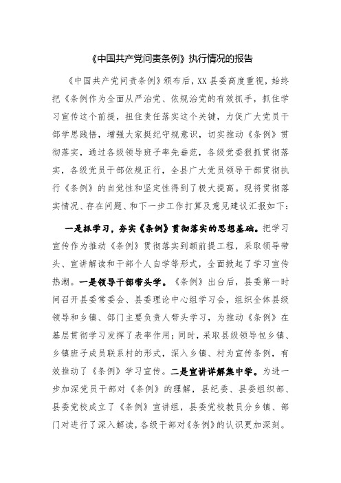 《问责条例》执行情况报告