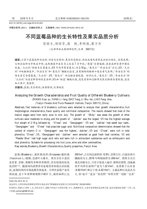 不同蓝莓品种的生长特性及果实品质分析