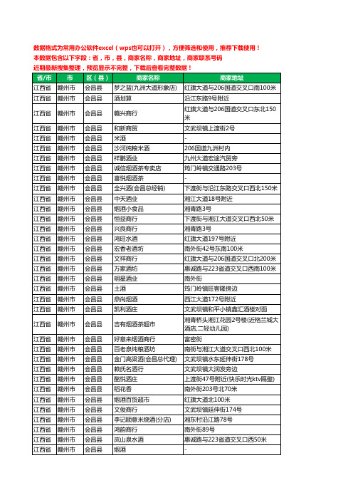 2020新版江西省赣州市会昌县酒水批发工商企业公司商家名录名单联系电话号码地址大全87家