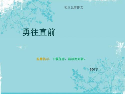 初三记事作文《勇往直前》650字(总9页PPT)