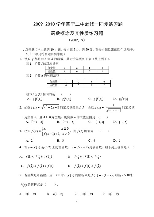 函数概念及其性质