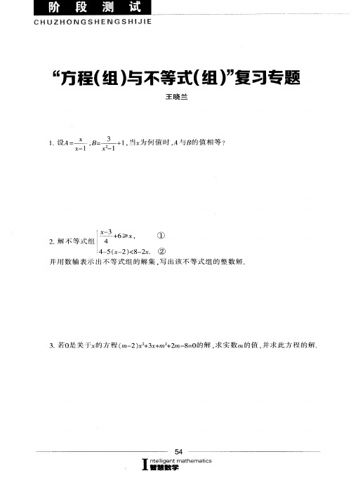 “方程(组)与不等式(组)”复习专题