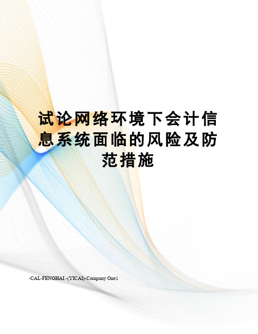 试论网络环境下会计信息系统面临的风险及防范措施