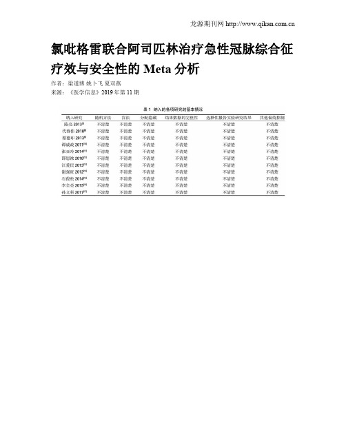氯吡格雷联合阿司匹林治疗急性冠脉综合征疗效与安全性的Meta分析