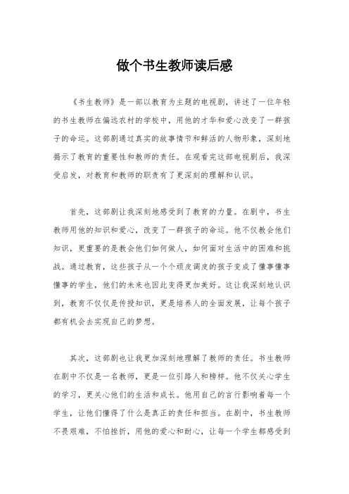 做个书生教师读后感