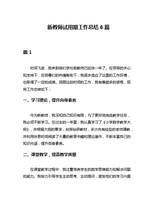 新教师试用期工作总结6篇