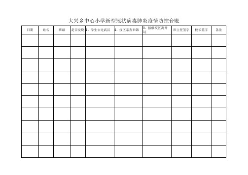 学校疫情防控班级台账