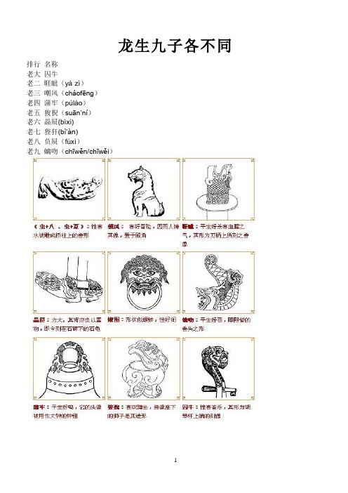 龙生九子各不同