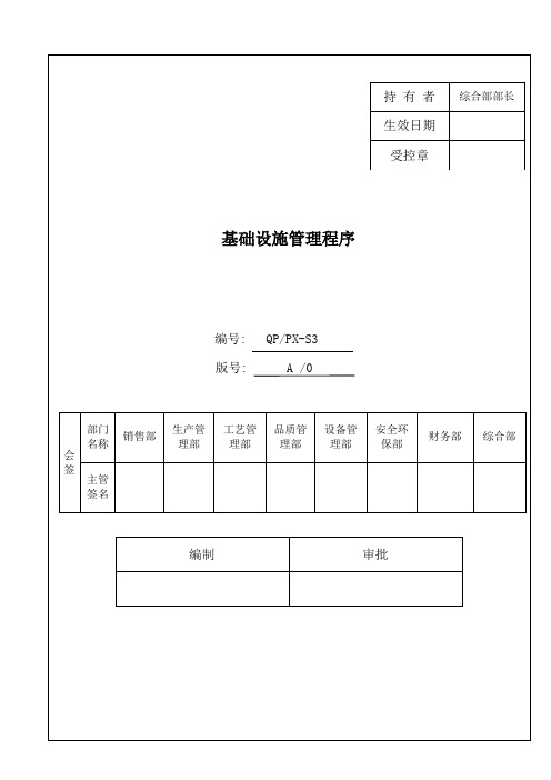 IATF16949程序文件S3基础设施管理程序