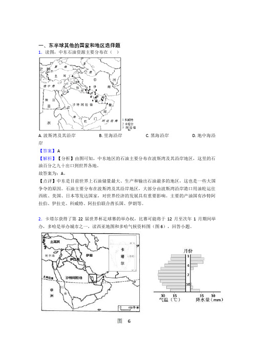 【地理】培优 易错 难题东半球其他的国家和地区辅导专题训练含详细答案