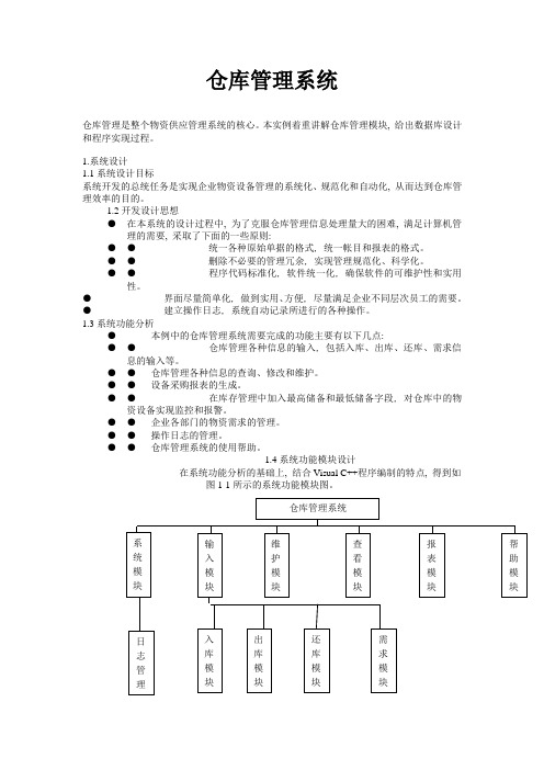 数据库设计报告—仓库管理系统