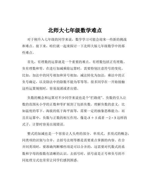 北师大七年级数学难点