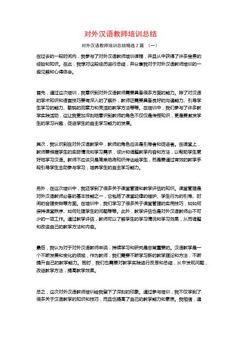 对外汉语教师培训总结2篇