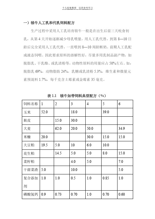 犊牛代乳料配方