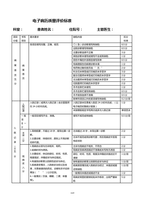 电子病历质量评价标准(新、选)