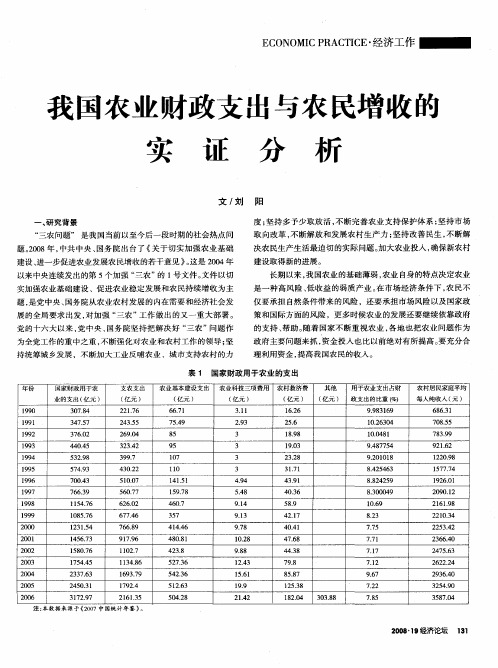 我国农业财政支出与农民增收的实证分析