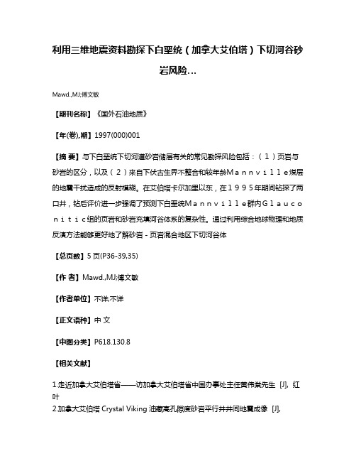 利用三维地震资料勘探下白垩统（加拿大艾伯塔）下切河谷砂岩风险…