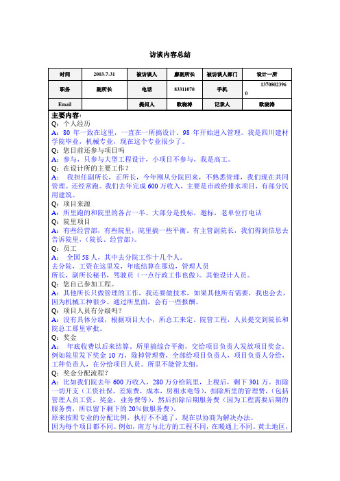 企业各部门员工访谈记录表 (28).doc