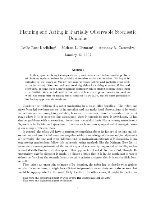 Planning and Acting in Partially Observable Stochastic Domains