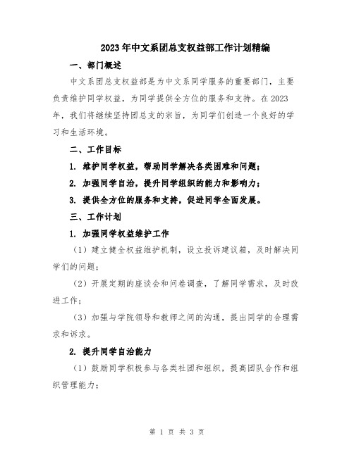 2023年中文系团总支权益部工作计划精编