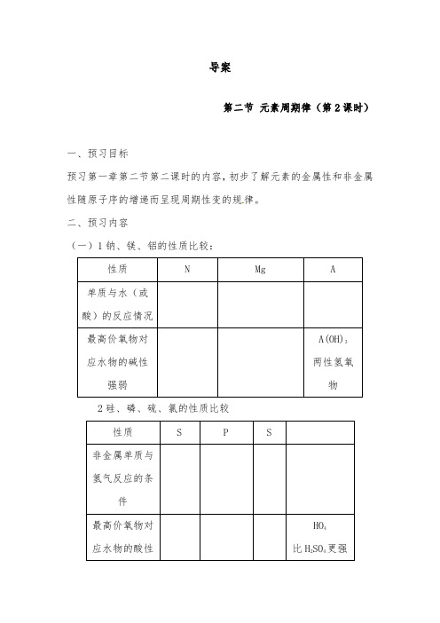 [精品]新人教版必修2高中化学第二节元素周期律第2课时学案优质课教案