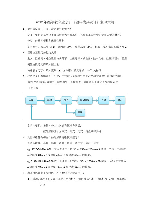 塑料模具复习大纲