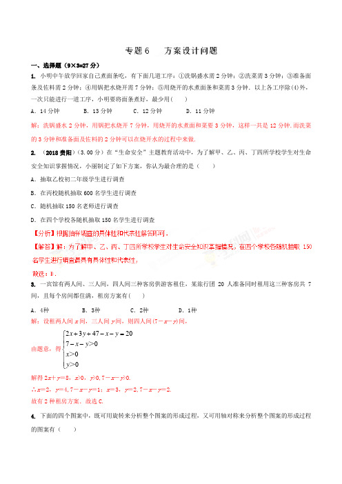 专题06 方案设计问题(精练)-2019年中考数学高频考点突破全攻略(解析版)