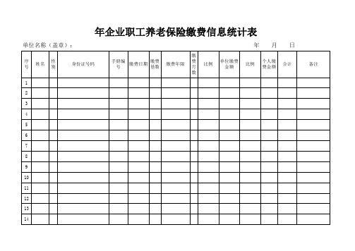 年企业职工养老保险缴费信息统计表