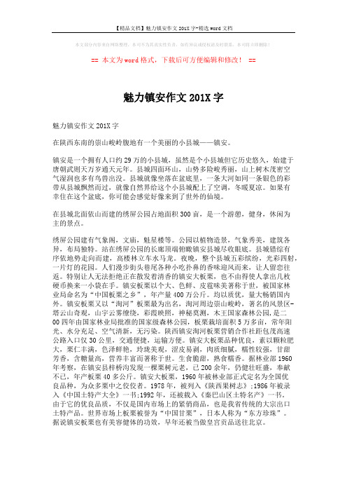【精品文档】魅力镇安作文201X字-精选word文档 (4页)