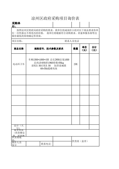 政府采购项目询价表