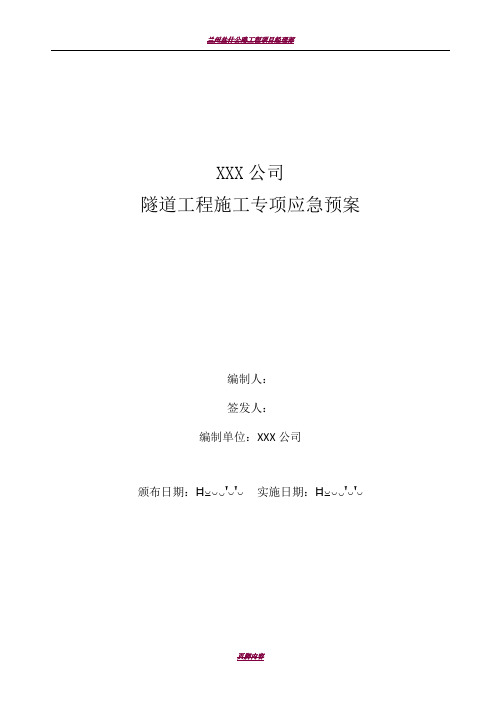 隧道施工专项应急预案40026